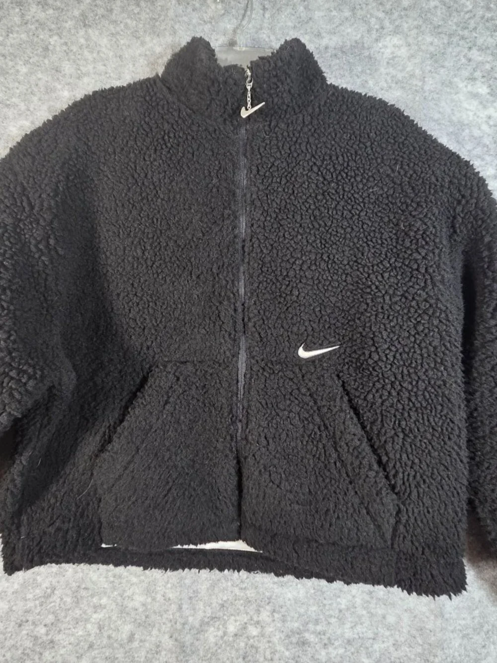 Nike Sportswear Swoosh Sherpa Jacket Black Size XL Fleece Streetwear, Outdoor